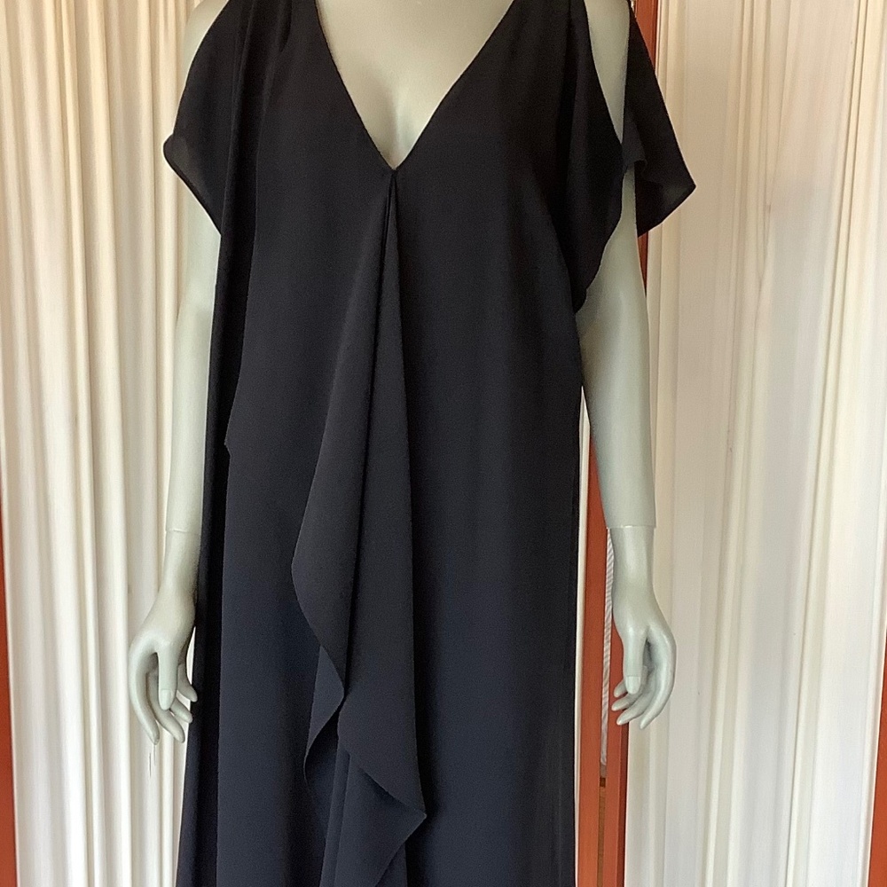 Adrianna Papell Black Shift Dress with Front Ruffle Size 20W